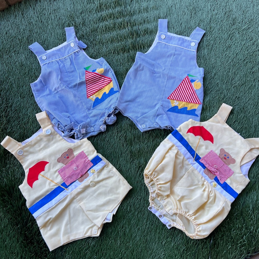 Vintage Fischel by Johnston Baby Rompers  bundle lot of 4, Size 2t